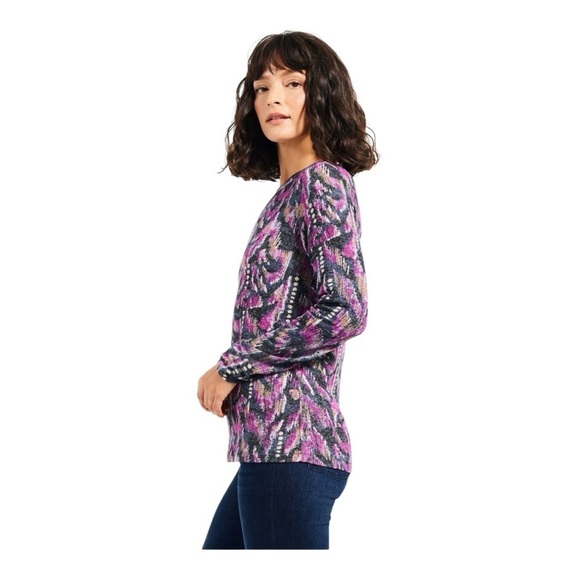NZT Sweet Dreams Long Sleeve Printed Vines Popover Top  Nic + Zoe Pink Multi - Picture 4 of 15